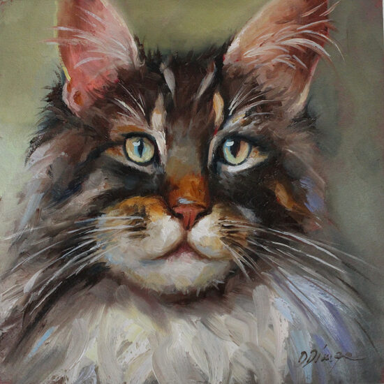 Cat oil original painting on cardboard Texture Art by Daiga Dimza Wall art fine gift for her Miniature artwork