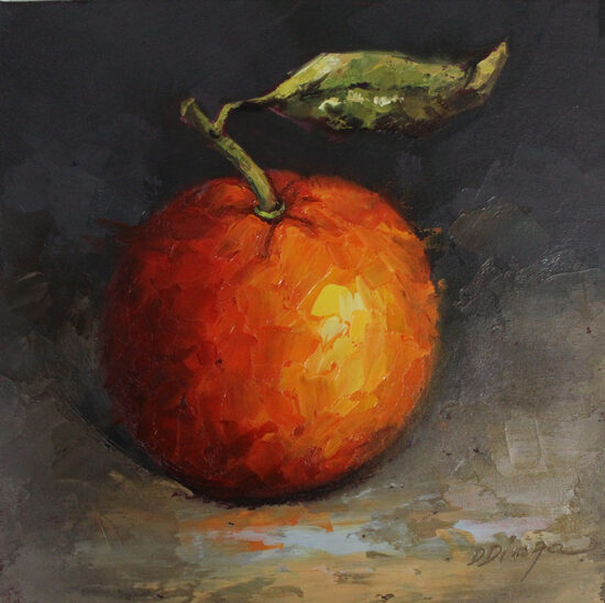 Mandarin oil original painting on cardboard Texture Art by Daiga Dimza vegetable garden Wall art gift for her Miniature artwork