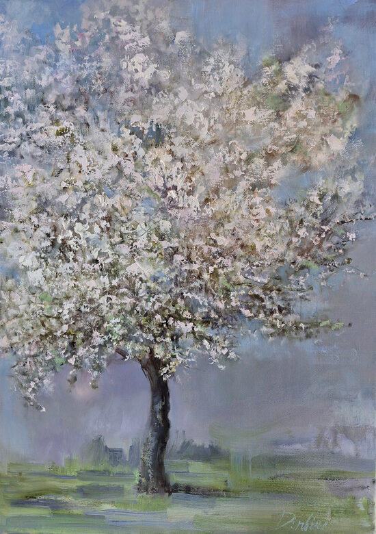 Flowering Apple Tree, Oil Painting on Canvas, 70 x 50 cm