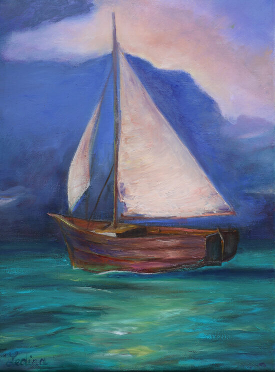 Sailboat, Oil Painting on Canvas, 40 x 30 cm