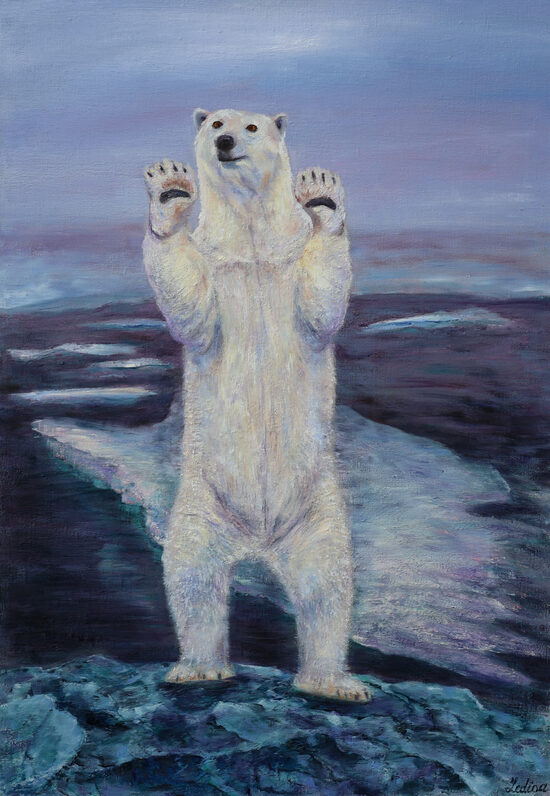 Polārais Lācis, Eļļas Glezna uz Audekla, 100 x 70 cm