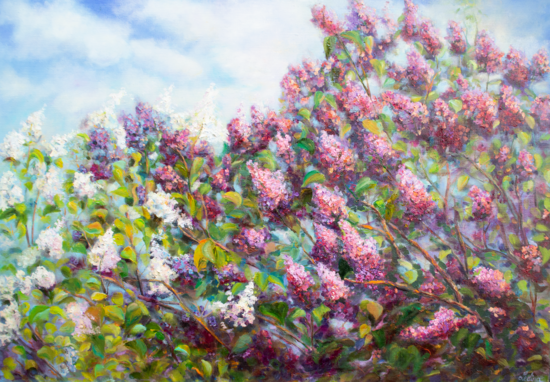 Colorful Lilacs, Oil painting on Canvas, 70 X 100cm