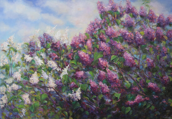 Colorful Lilacs, Oil painting on Canvas, 70 X 100cm
