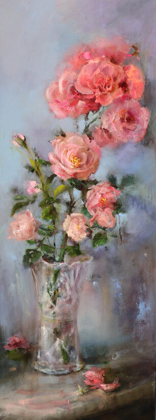 Red Roses, Oil Painting on Canvas, 80 x 30 cm