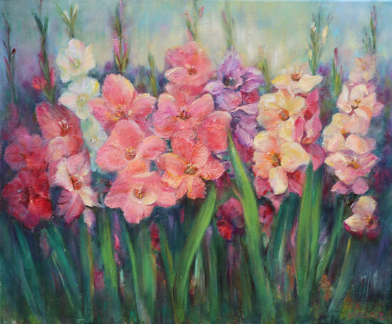 Gladioli, Oil Painting on Canvas, 60 x 50 cm