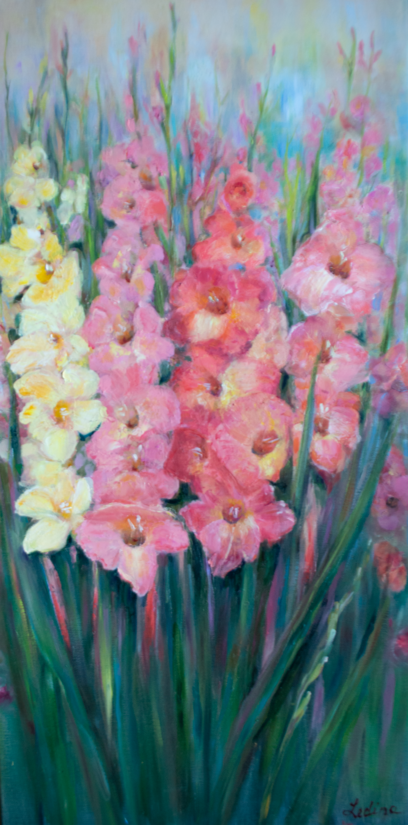 Gladioli, Oil Painting on Canvas, 40 x 80 cm
