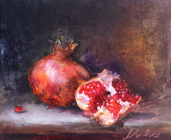 Granātābols, Eļļas Glezna uz Audekla, 25 x 30 cm