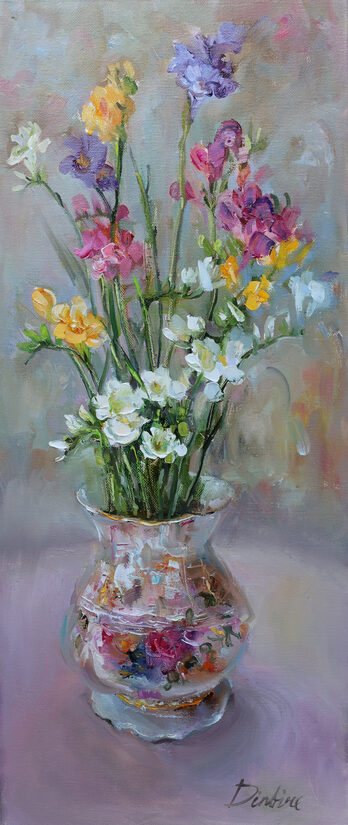 Freesia, Oil Painting on Canvas, 70 x 30 cm