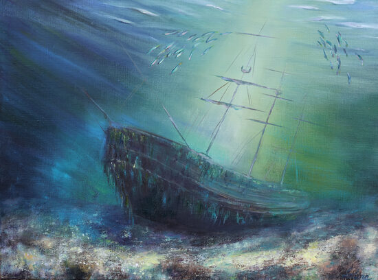 Sunken Ship, Oil Painting on Canvas, 60 x 80 cm