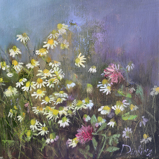 Chamomile Flowers, Oil Painting on Canvas, 20 x 20 cm