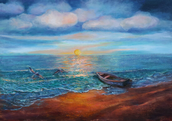 Sunrise at the Sea, Oil Painting on Canvas, 70 x 100 cm