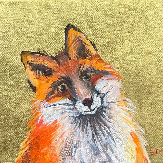 Fox, Oil Painting on Canvas, 20 x 20 cm