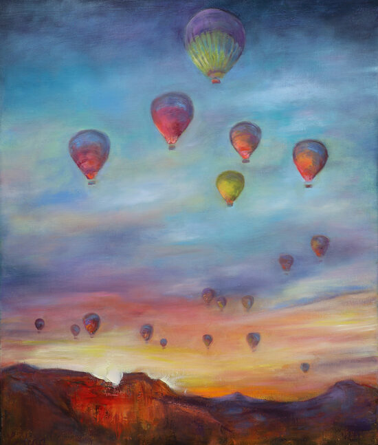 Hot Air Balloons, Oil Painting on Canvas, 60 x 50 cm