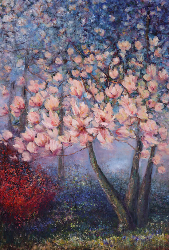 Magnolijas Koki, Eļļas Glezna uz Audekla, 100 x 70 cm