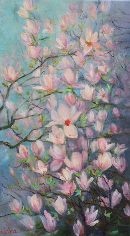 Magnolia Tree, Oil Painting on Canvas, 70 x 40 cm