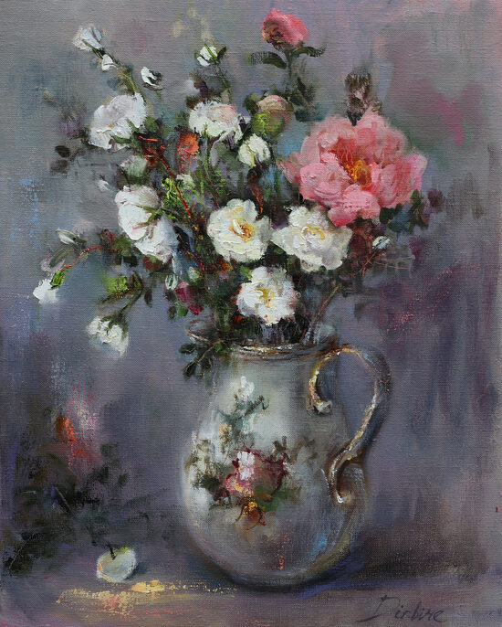 (PĀRDOTA) Ziedu Pušķis, Eļļas Glezna uz Audekla, 50 x 40 cm