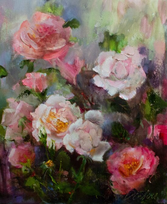 Pink Roses, Oil Painting on Canvas, 30 x 24 cm