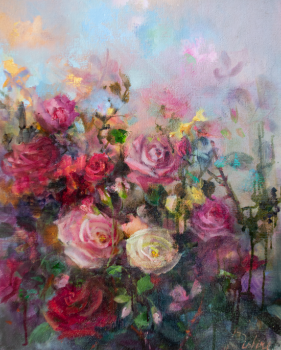 (SOLD) Colourful Roses, Oil Painting on Canvas, 50 x 40 cm