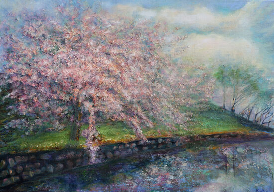 Blooming Apple, Oil Painting on Canvas, Size: 50 X 70 cm, ships in a box