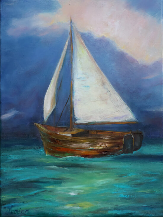 laiva, Eļļas Glezna uz Audekla, 40 x 30 cm
