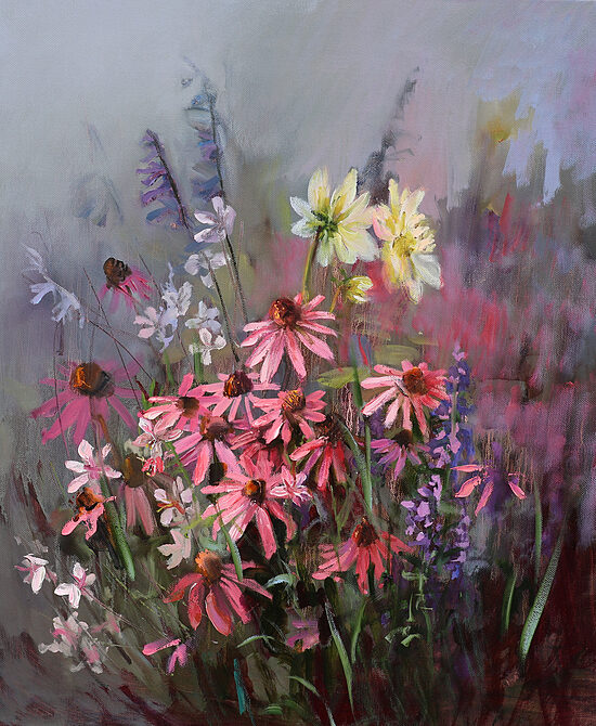 Wildflowers painting, Oil Painting on Canvas, 60 x 50 cm