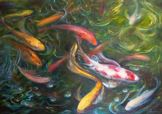 Colorful Fish, Oil Painting on Canvas, 50 x 70 cm