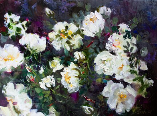 (SOLD) Wild Roses, Oil Painting on Canvas, 30 x 40 cm