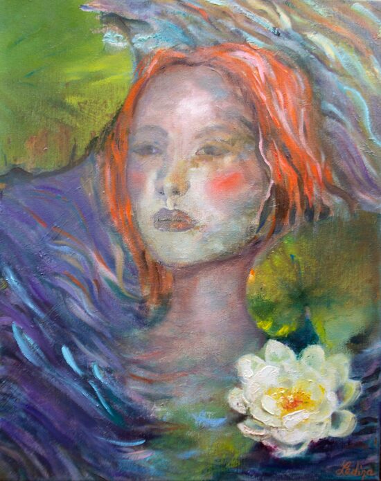Woman in Water, Oil Painting on Canvas, Size: 50 X 40 cm, ships in a box