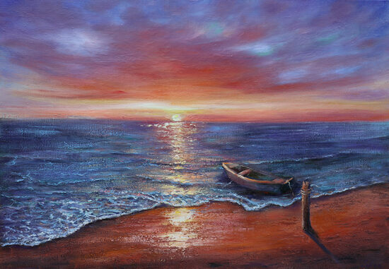 Sunrise at the Sea, Oil Painting on Canvas, 70 x 100 cm
