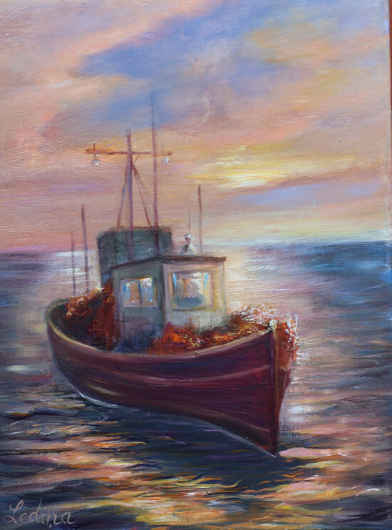 Fishing Boat, Oil Painting on Canvas, 40 x 30 cm