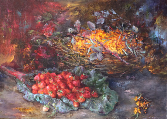 (SOLD) Strawberries, Oil Painting on Canvas, 50 x 70 cm
