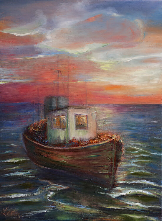 Fishing Boat, Oil Painting on Canvas, 40 x 30 cm