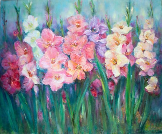 Gladioli, Oil Painting on Canvas, 60 x 50 cm