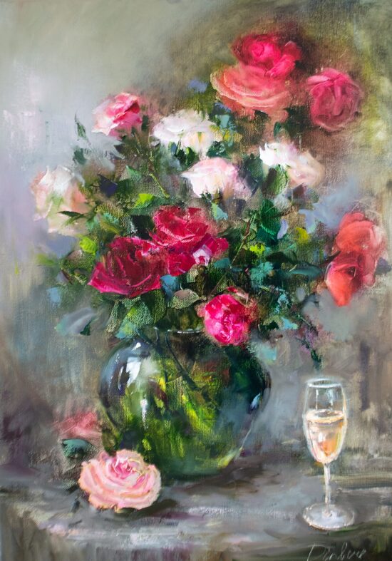 Flowers in a Vase, Oil Painting on Canvas, 40 x 50 cm
