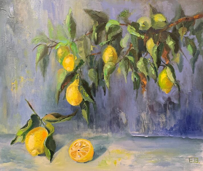 (SOLD) Lemon Branch, Oil Painting on Canvas, 60 X 70cm