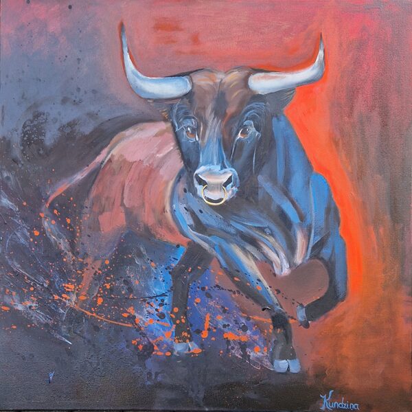 Bellicose Bull, Oil Painting on Canvas, 80 X 80cm