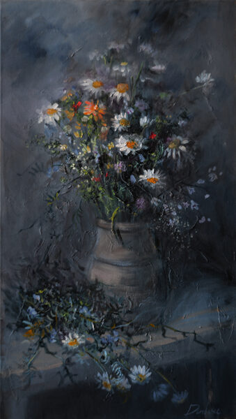 (SOLD) Field Flowers, Oil Painting on Canvas, Size: 70 X 40 cm, ships in a box