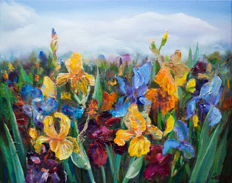 (SOLD) Colorful Flowers, Oil Painting on Canvas, Size: 40 X 50 cm, ships in a box
