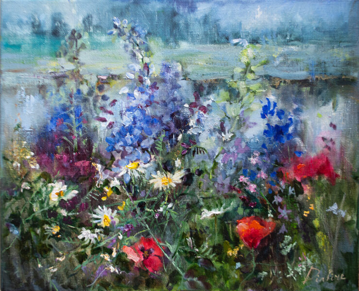 (SOLD) Flowers, Oil Painting on Canvas, Size: 40 X 50 cm, ships in a box