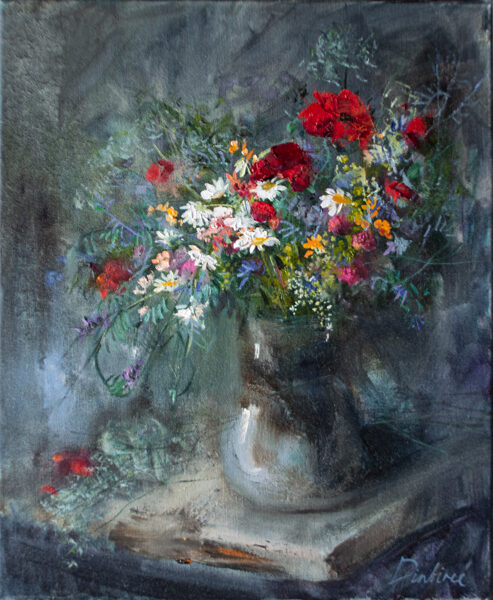 (SOLD) Field Flowers, Oil Painting on Canvas, Size: 46 X 38 cm, ships in a box