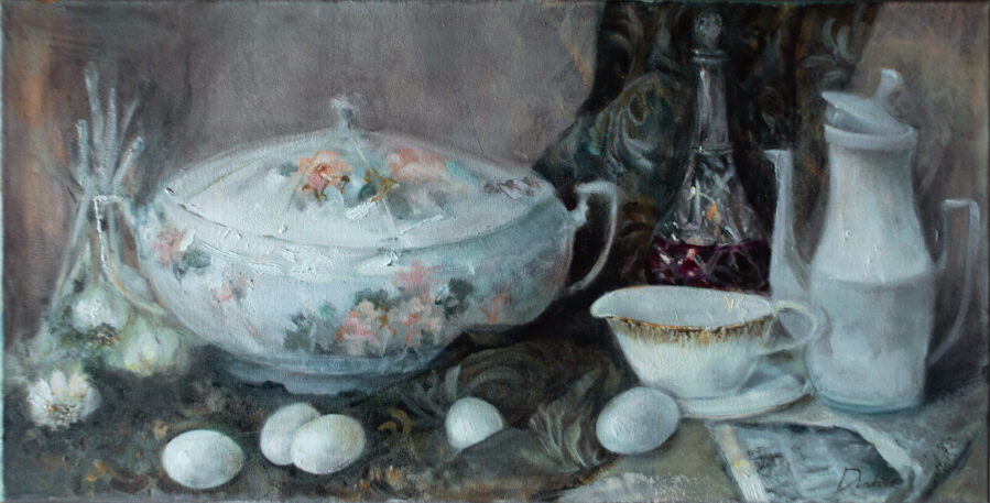 Still Life, Oil Painting on Canvas, Size: 40 X 80 cm, ships in a box