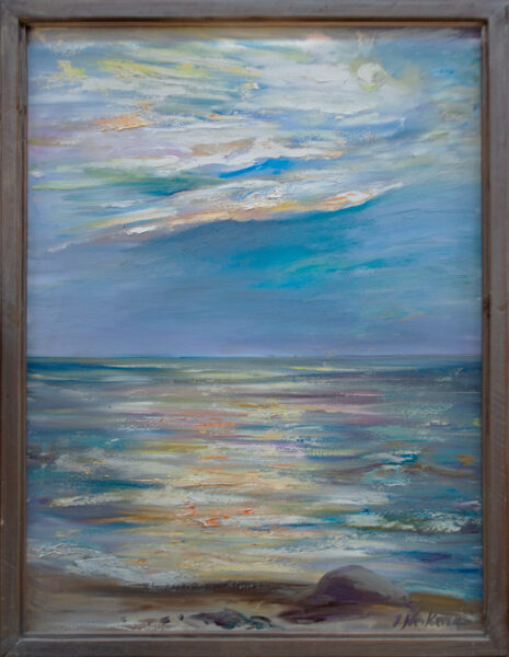 Blue Sea, Oil Painting on Canvas, Size: 60 X 80 cm, ships in a box