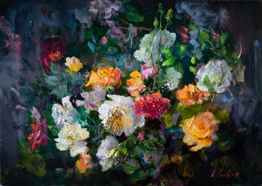 (SOLD) All the Roses, Oil Painting on Canvas, Size: 50 X 70 cm, ships in a box
