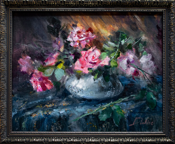 (SOLD) Red Roses, Oil Painting on Canvas, Size: 40 X 50 cm, ships in a box