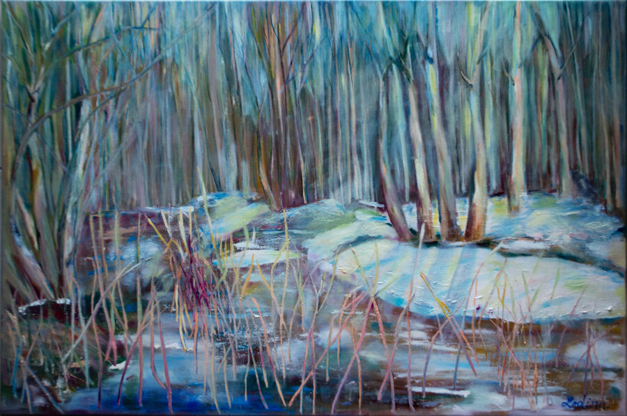 Abstract Forest, Oil Painting on Canvas, Size: 60 X 90 cm, ships in a box