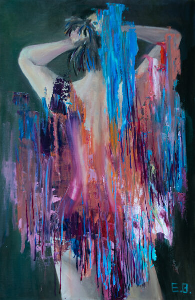 (SOLD) Colorful Woman, Oil Painting on Canvas, Size: 60 X 40 cm, ships in a box