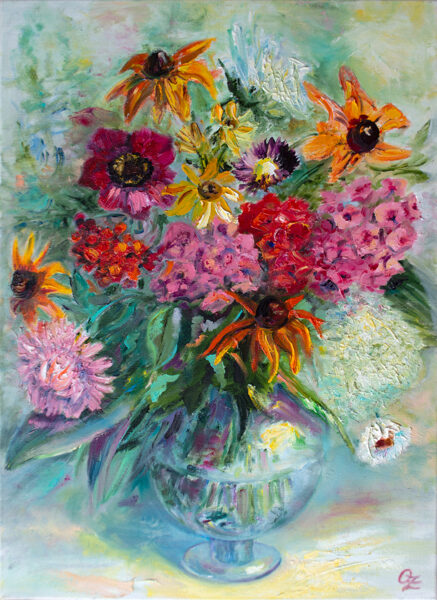 Summer Flowers, Oil Painting on Canvas, 70 X 50cm