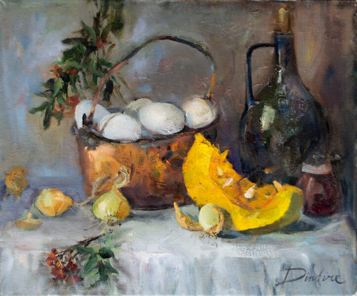 (SOLD) Yellow Still Life, Oil Painting on Canvas, 46 X 38cm