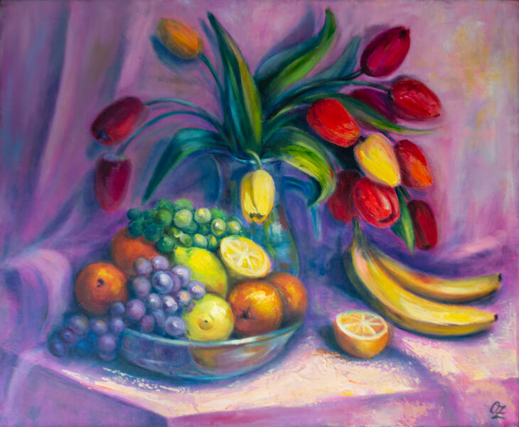 (SOLD) Summer Fruits, Oil Painting on Canvas, 65 X 80cm