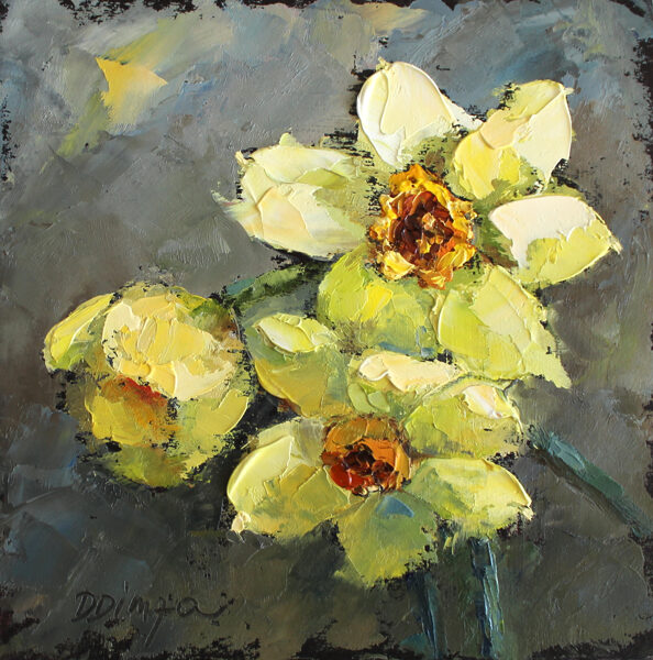 (SOLD) Daffodils, Oil Painting, 15 x 15 cm 